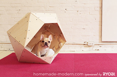 Modern diy geometric dog house homemade 01