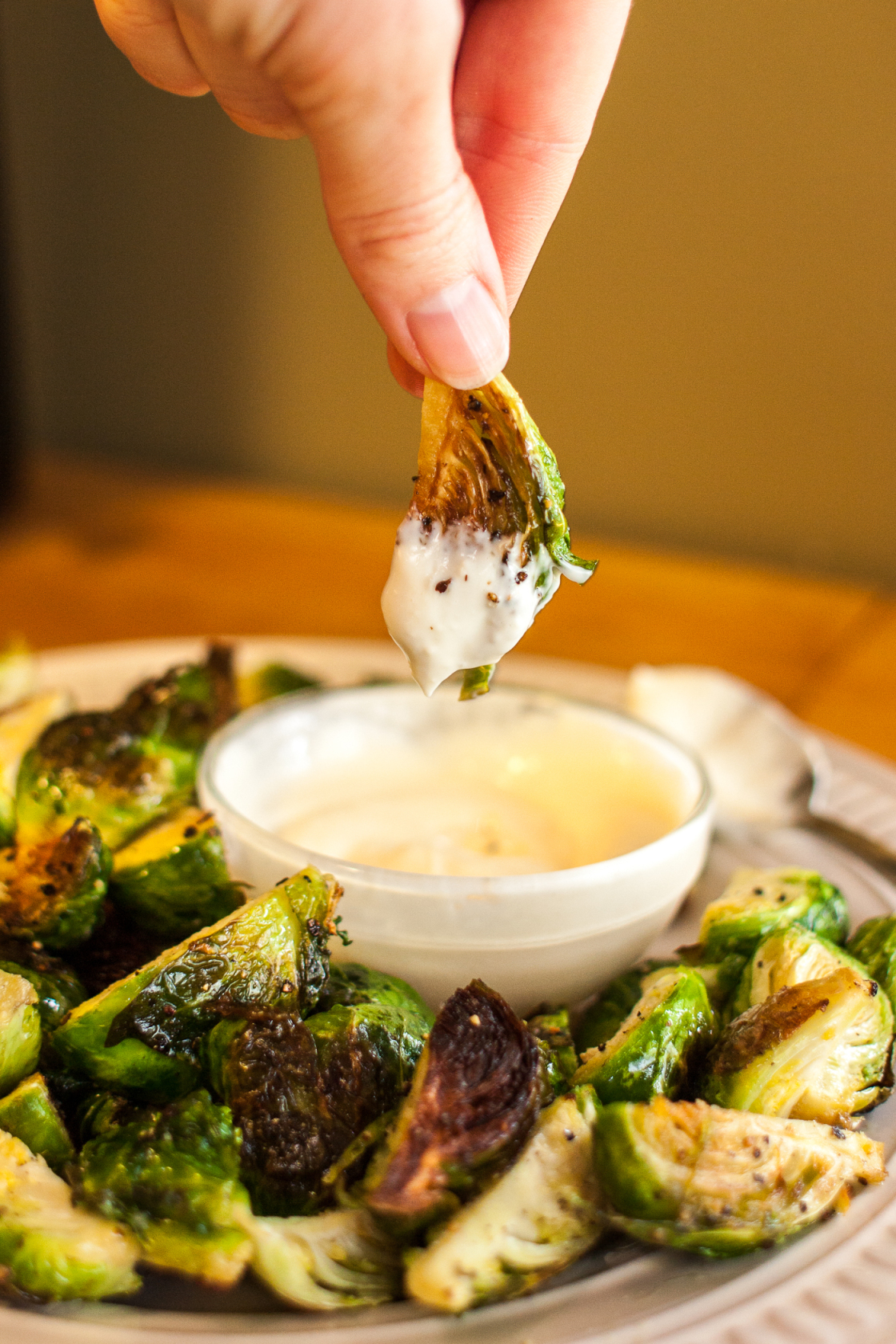 Roasted brussels sprouts garlic aioli