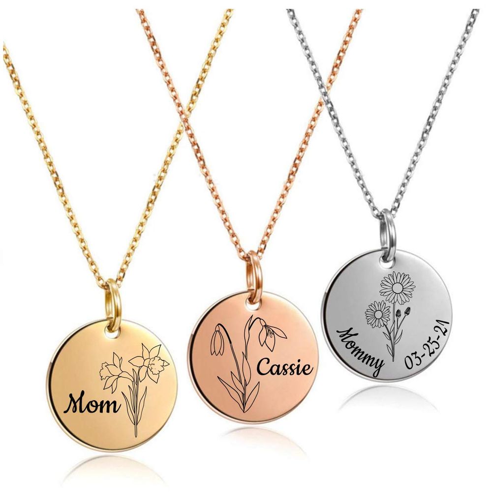Birth month flower necklace good presents for mom