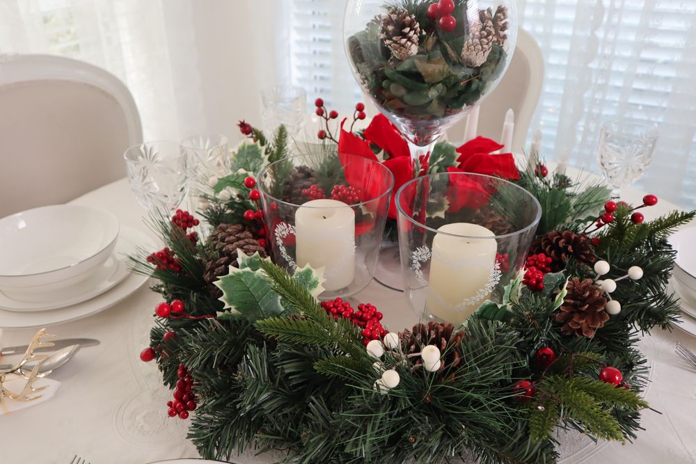 Christmas dining table centerpiece wreath centerpiece