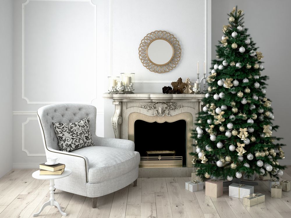 Christmas fireplace decor vintage style