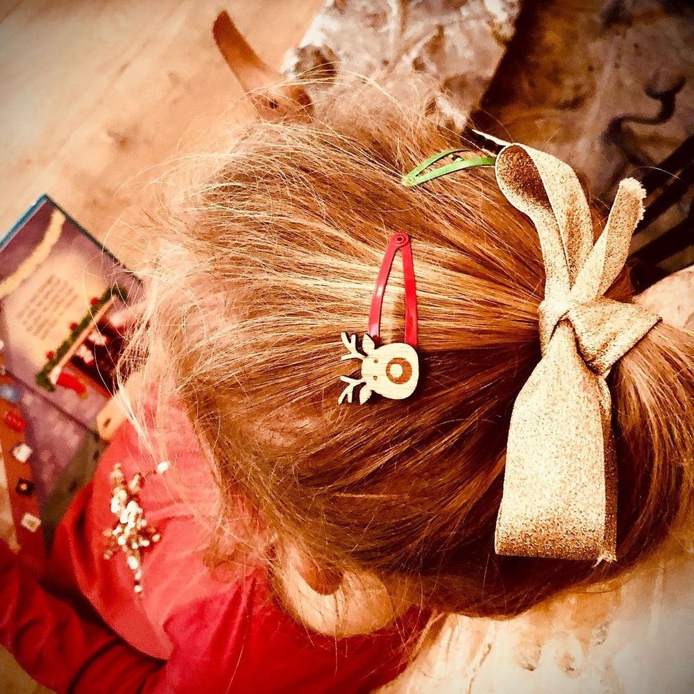 Christmas hair bows ponytail with sparkling bow