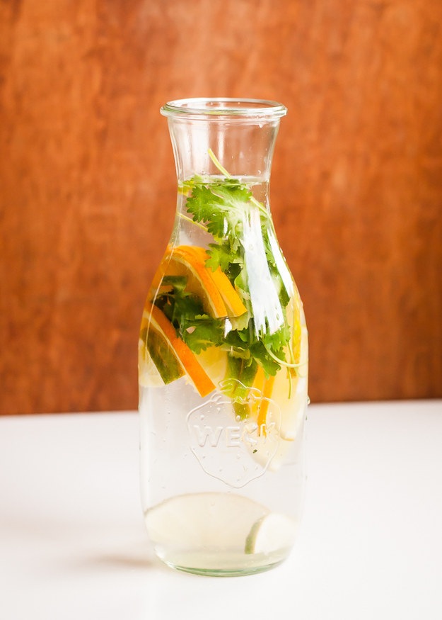 Citrus and cilantro infused water