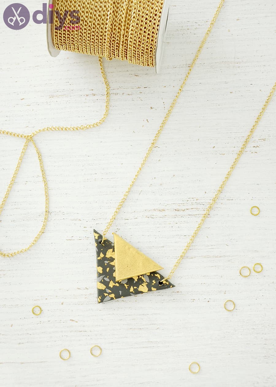 Diy gilded polymer clay triangle necklace what to get mom for christmas