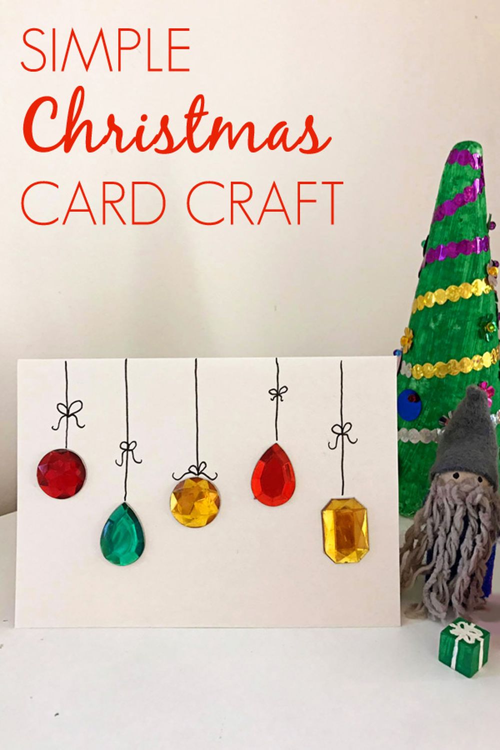 Gem ornaments homemade christmas cards 