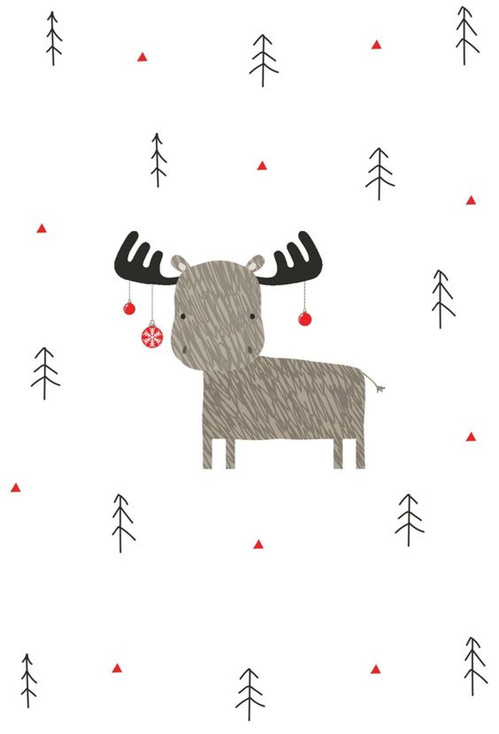 Moose with hanging ornaments christmas card ideas drawing 