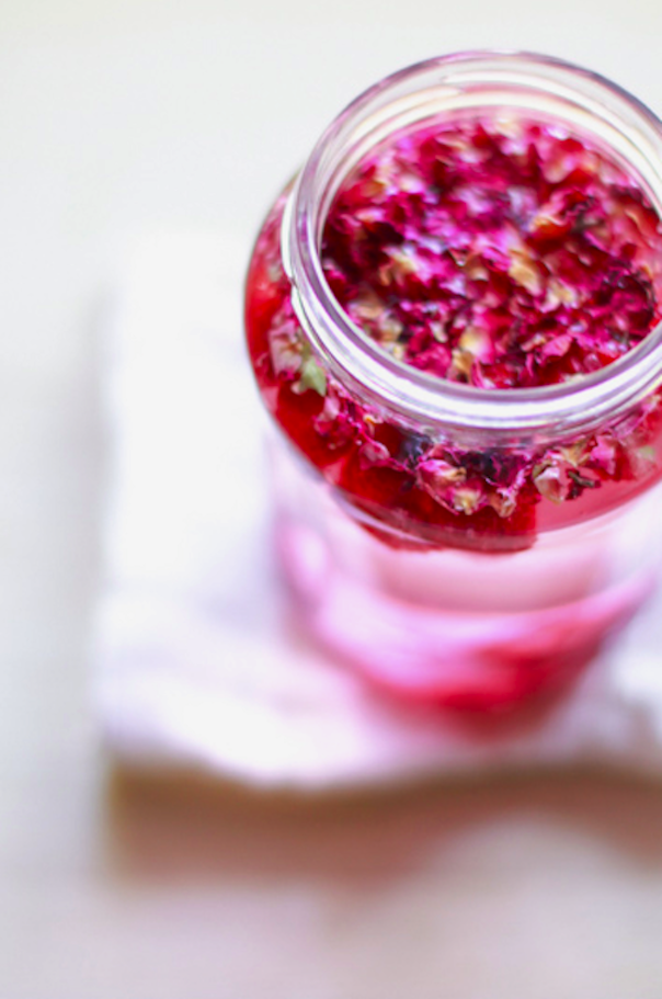 Raspberry, rose petal, and vanilla water