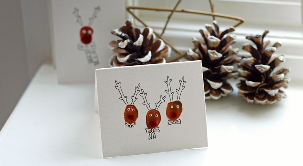Reindeer fingerprints christmas card designs 