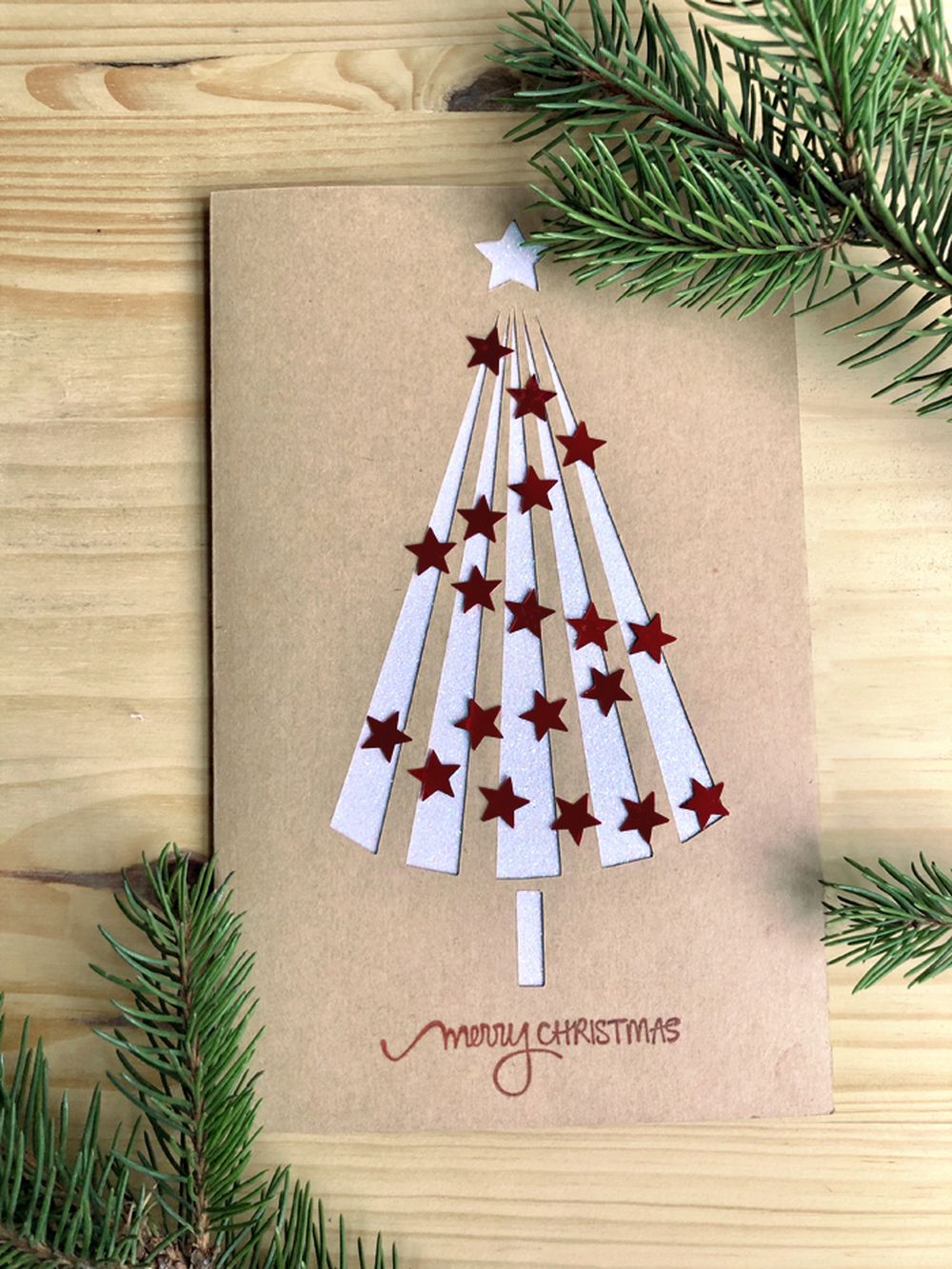 Simple and elegant tree handmade christmas cards 