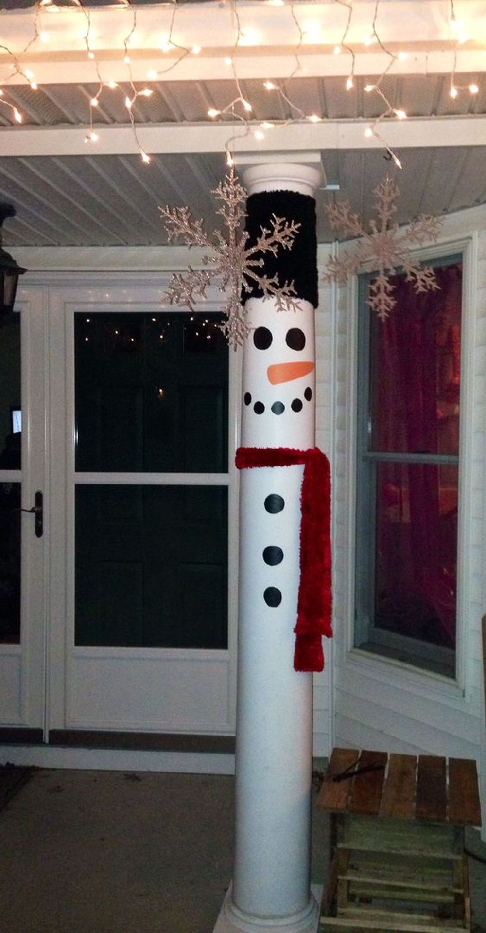 Snowman column outdoor porch christmas decorations 