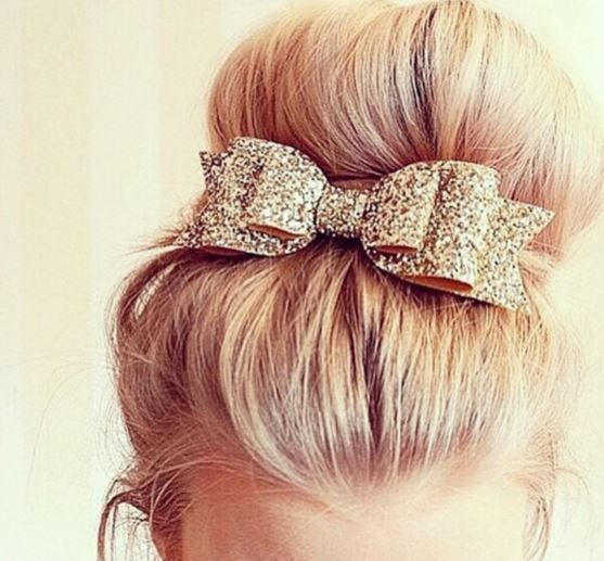 Sparkle bow bun hairstyle