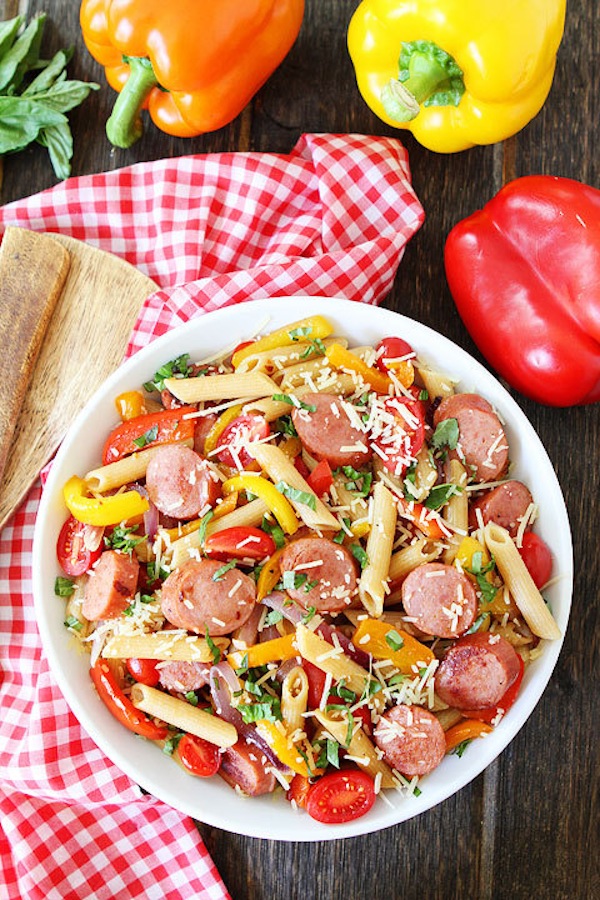 Spicy sausage and pepper pasta