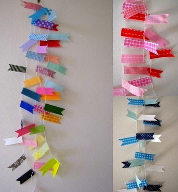 Washi Tape Bunting - Christmas Tree Ribbon Garland