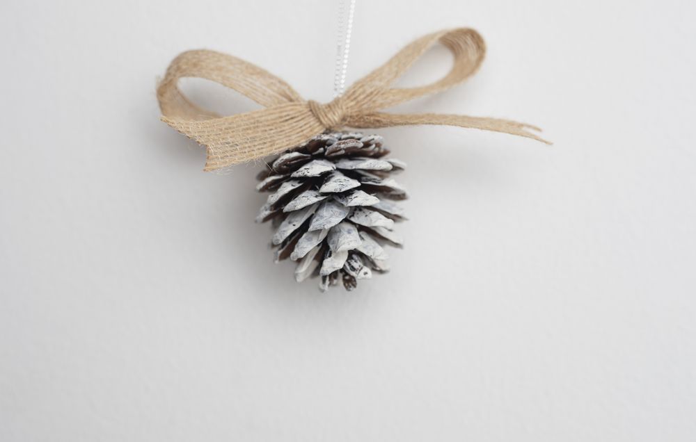 White pinecones & ribbons cheap outdoor christmas decorations