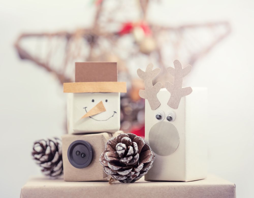 Woodblock snowman & deer outdoor xmas decorations
