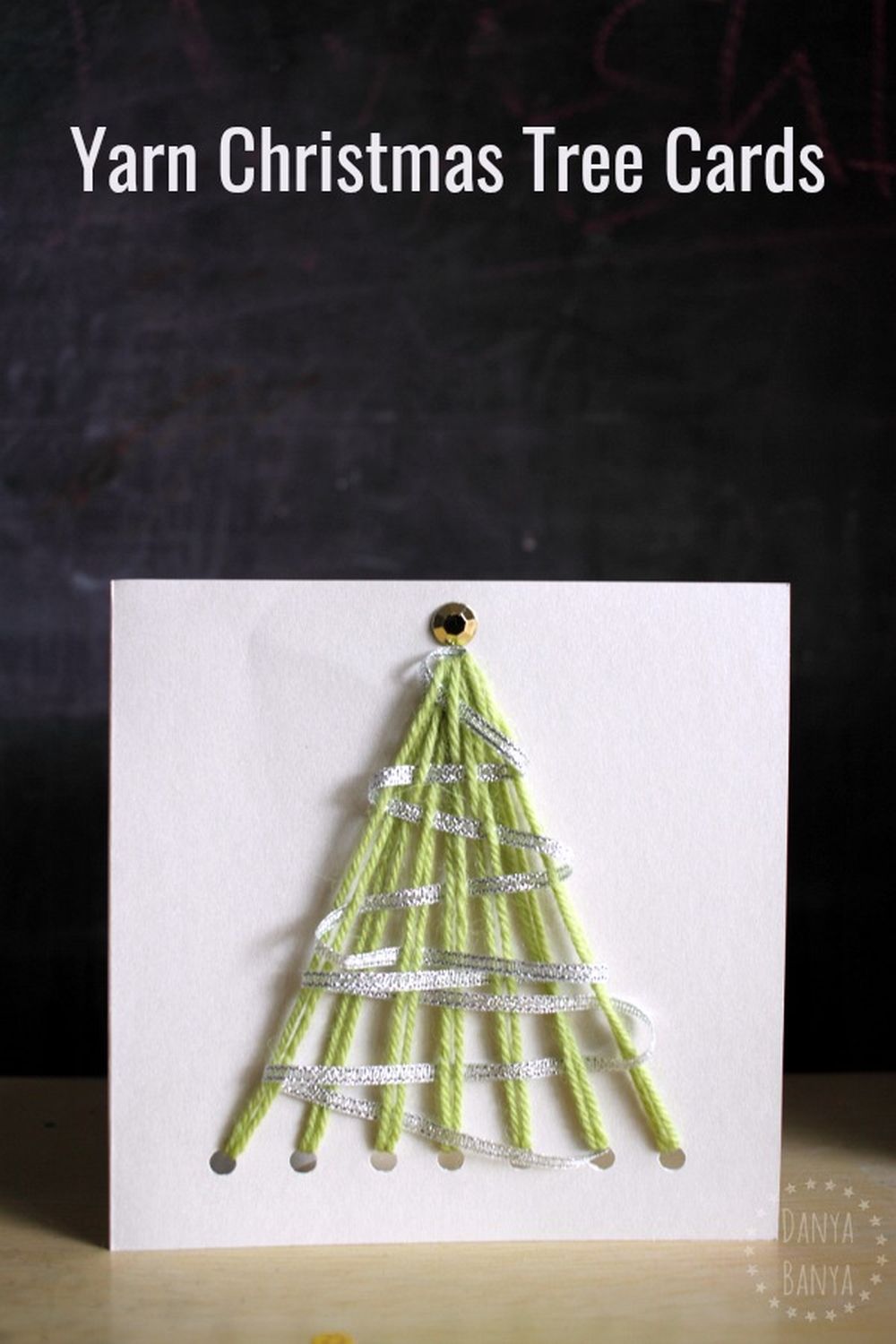 Yarn laced tree handmade christmas card ideas 