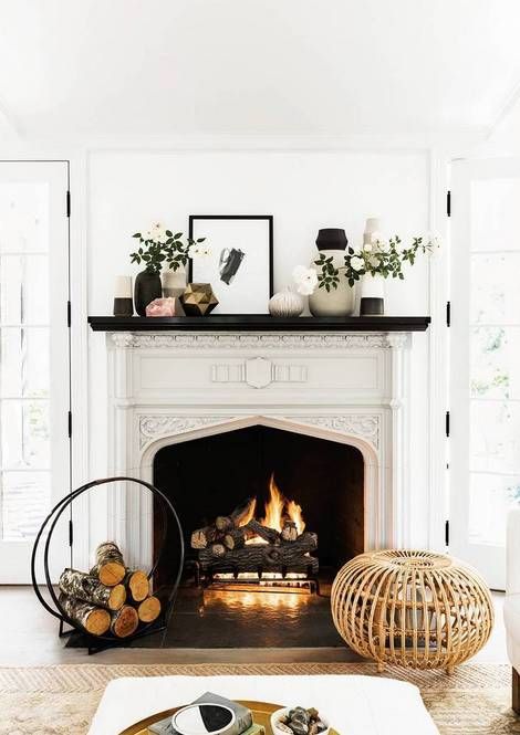 Black and white winter mantel