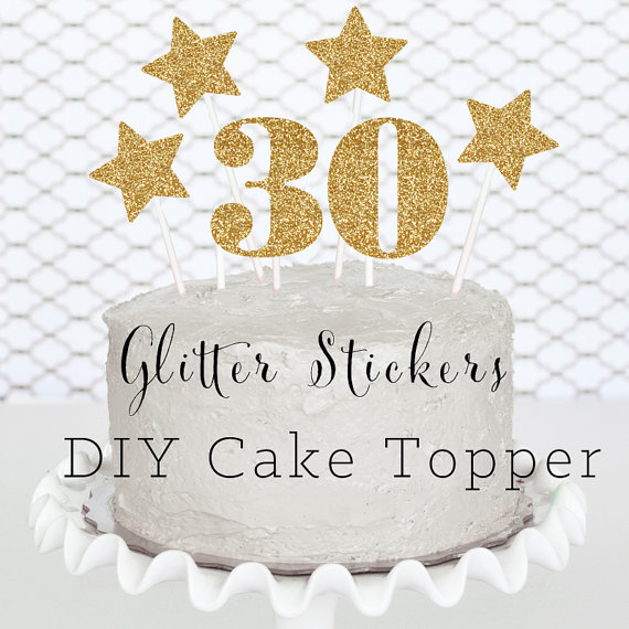 30th Birthday Party Number Thirty Gold Cake Topper Decoration Pick Sign Gift 