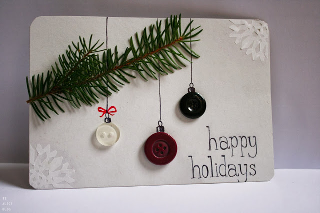 Button Ornaments - Homemade Christmas Card