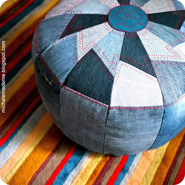 Diy denim pouf