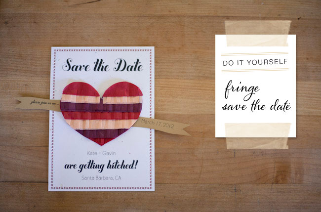 Diy fringe heart save the date