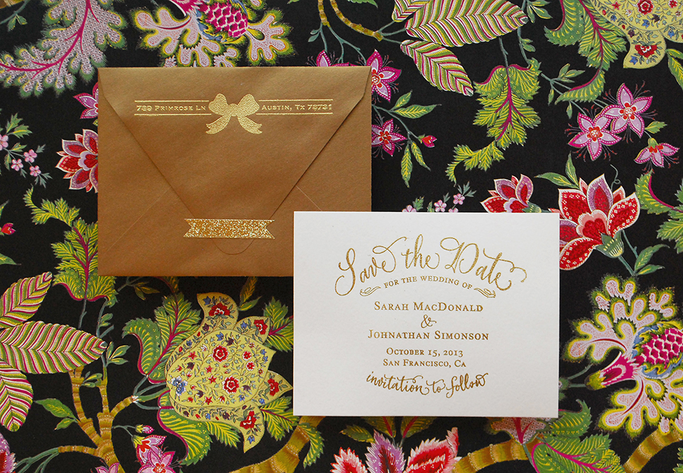 Diy gold embossed save the date