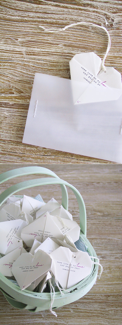 Diy origami heart invitations