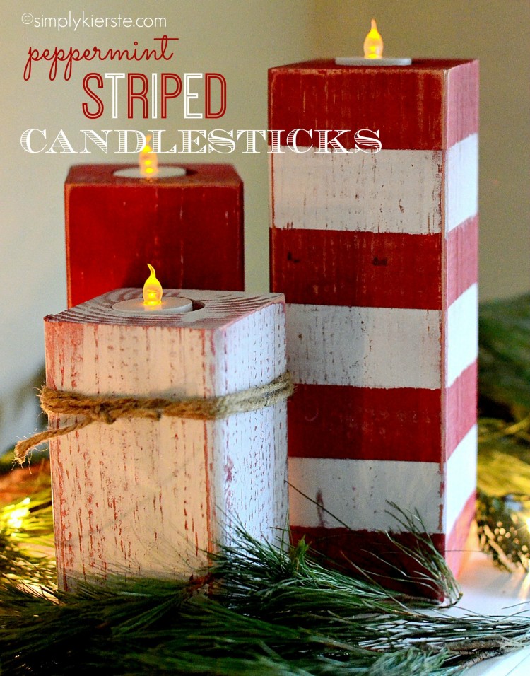 Peppermint Stick Candlesticks - Christmas Centerpiece Idea