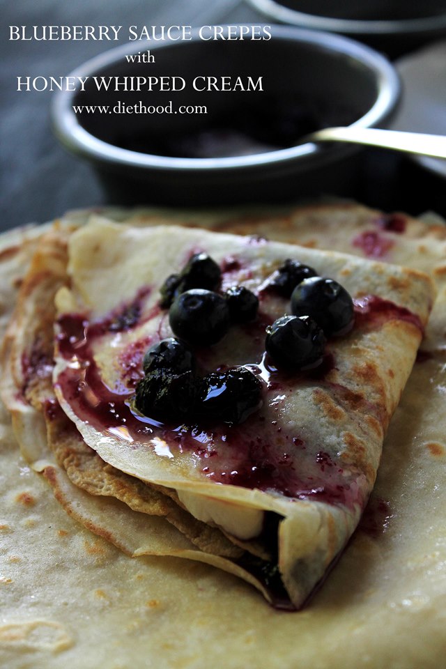 Blueberry sauce crepes honey whipped cream diethood
