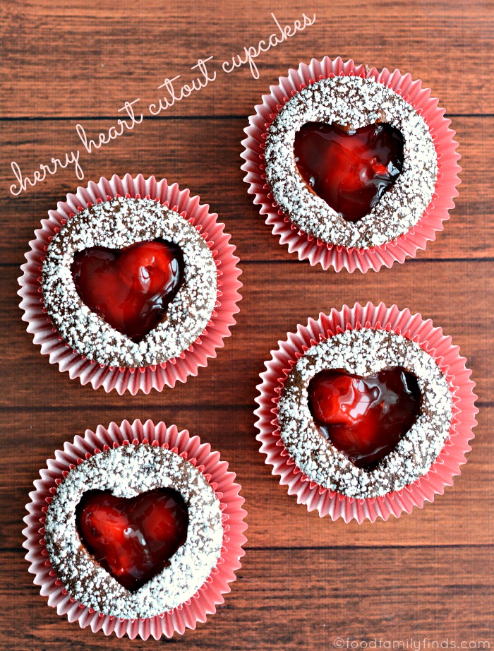 Cherry Heart Cutout Cupcakes - Valentine's Day Treats