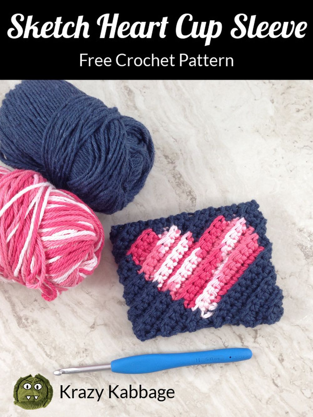 Heart cup sleeve crochet valentine's day crafts for kids