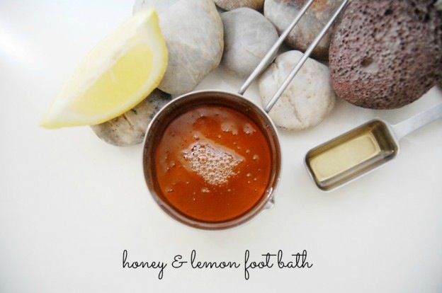 Honey and lemon foot bath