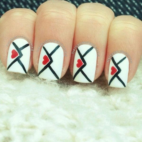 Love letter valentines day nails
