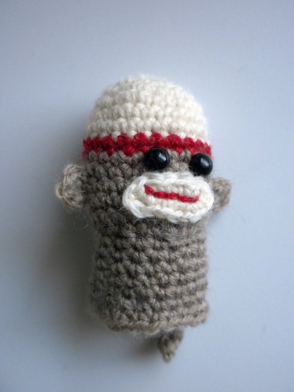 Sock monkey finger puppet
