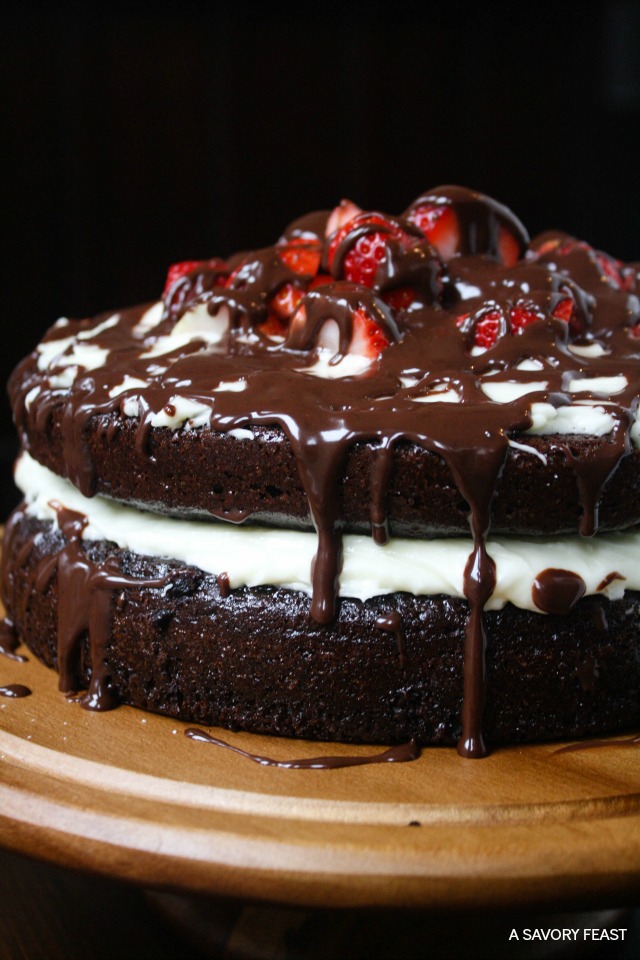 Strawberry Chocolate Ganache Layer Cake - Homemade Valentines