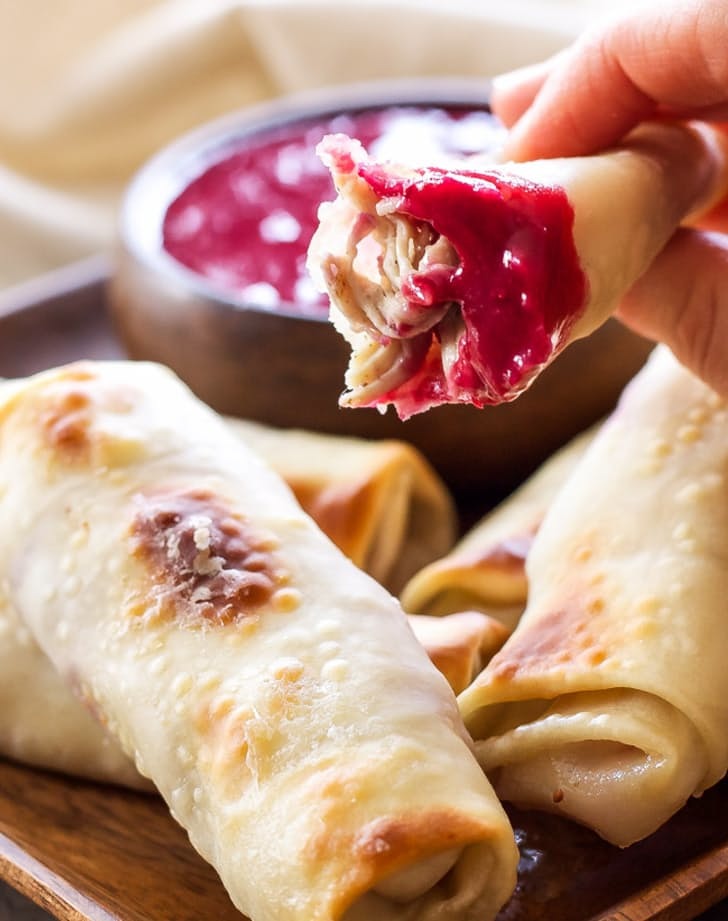 Turkey, cranberry, and brie egg rolls