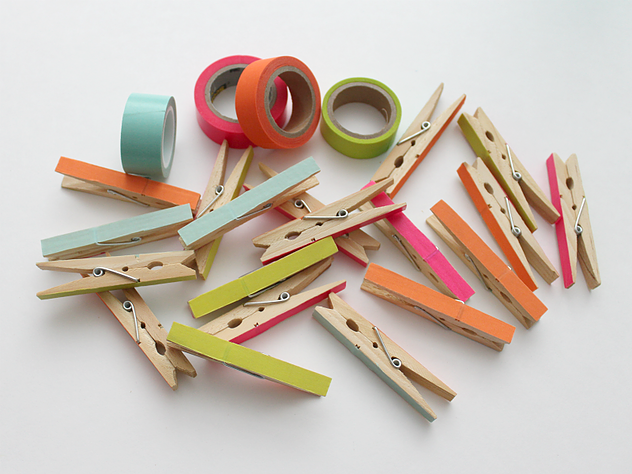 Washi tape clothespins