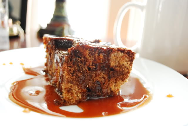 Chocolate bread pudding with bourbon caramel sauce