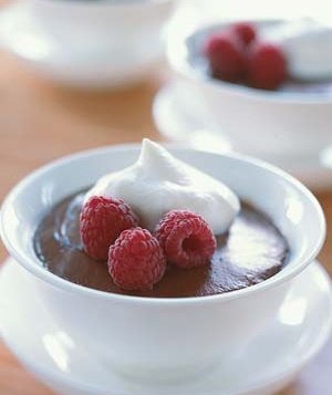 Chocolate-Cinnamon Pudding with Raspberries - Valentine's Day Date Desserts