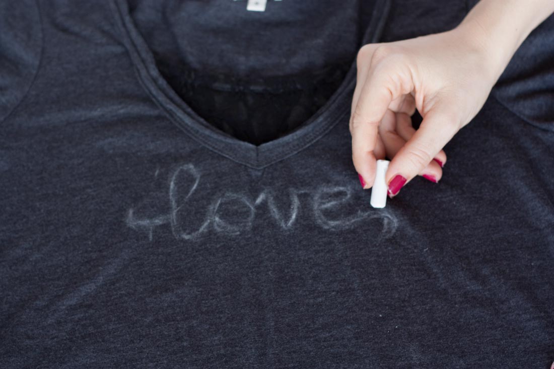 Diy valentines love sequin shirt chalk