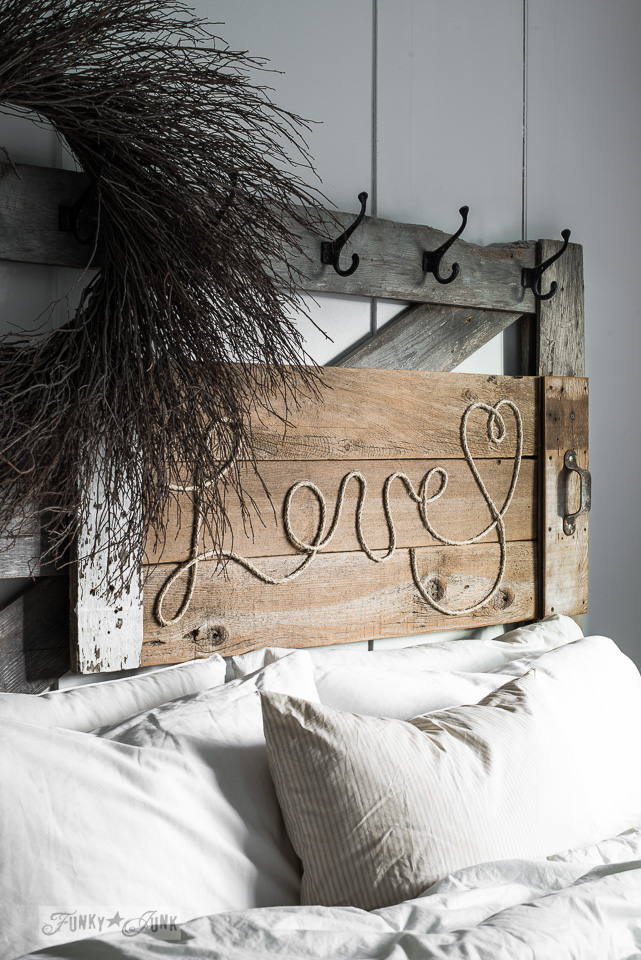 Love reclaimed wood rope sign