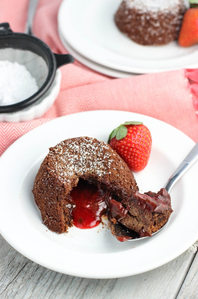 Mini strawberry chocolate lava cakes