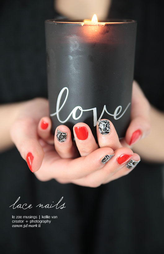 Red lace nails