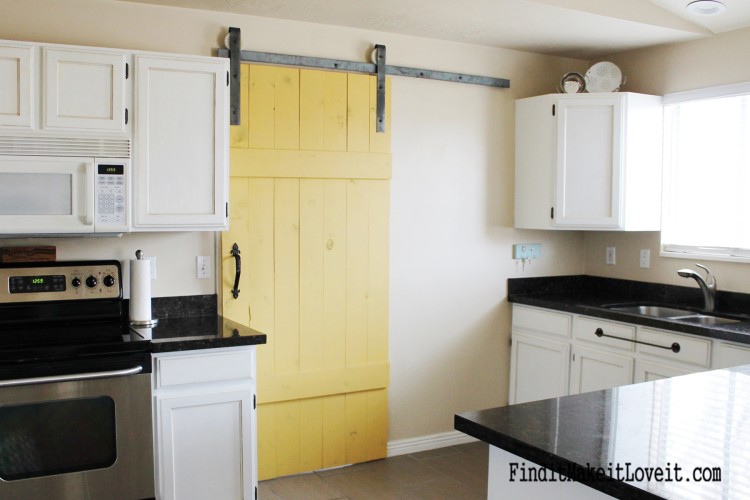 Diy barn door in the kitchen