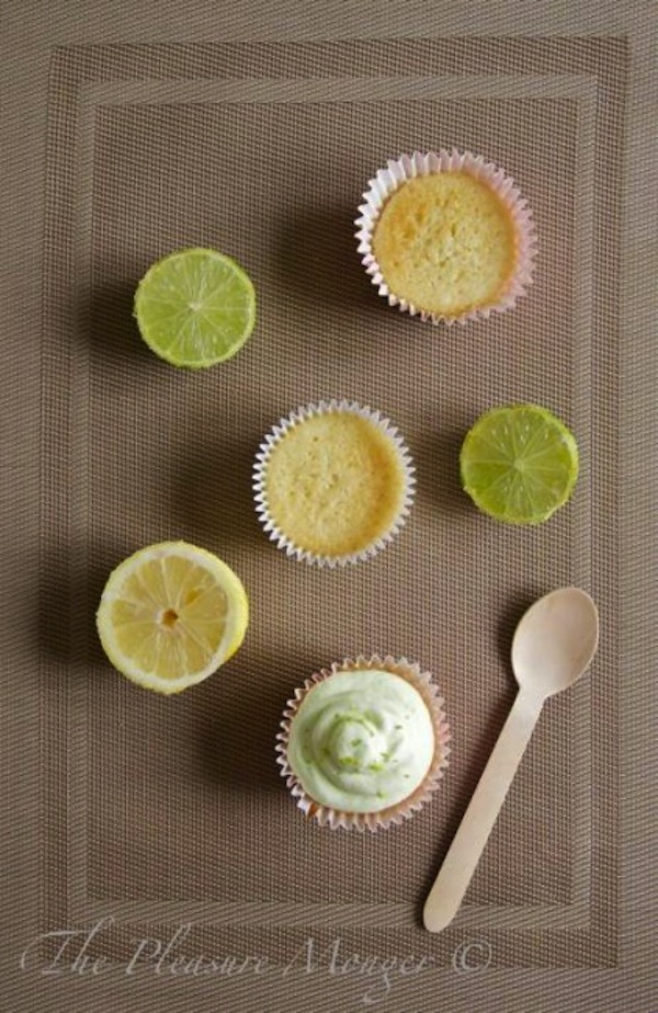 Lemon cupcakes with lime and ginger whipped cream