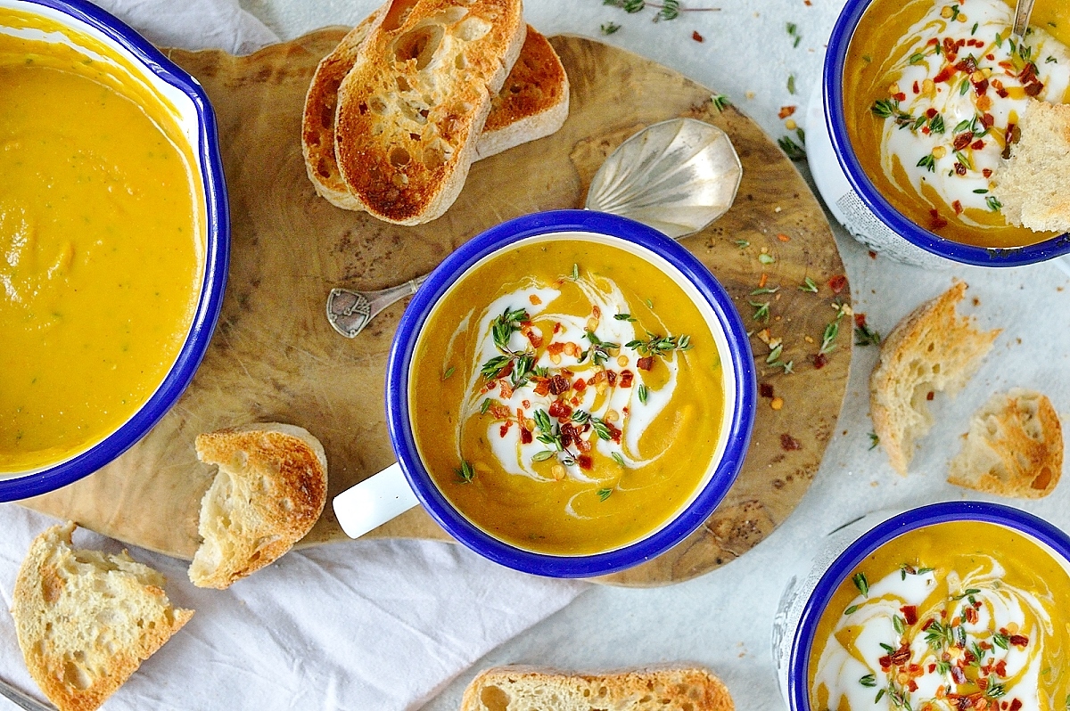 Spiced red lentil and root vegetable soup