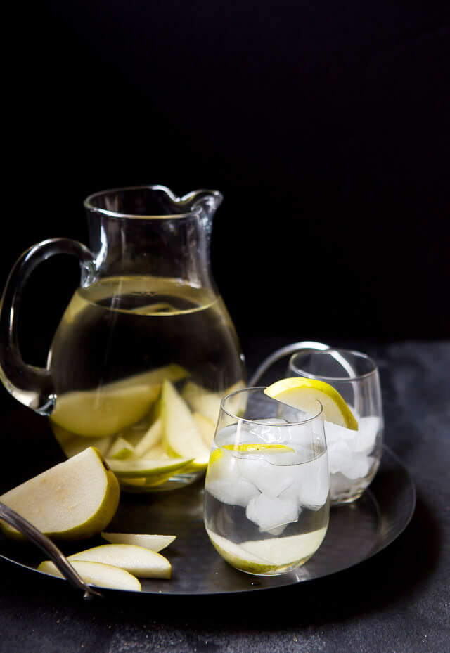 Vanilla pear placed in water