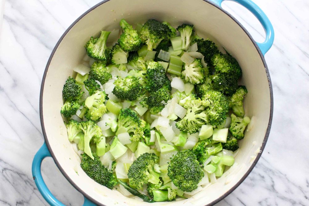 Vegan broccoli cheese soup add the broccoli