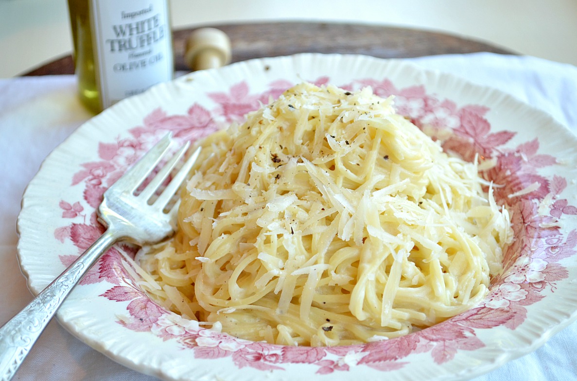 Angel hair pasta with truffle oil