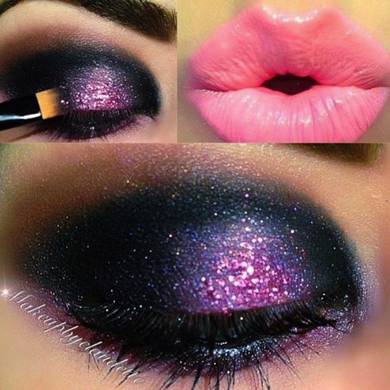 Black with pink glitter centre